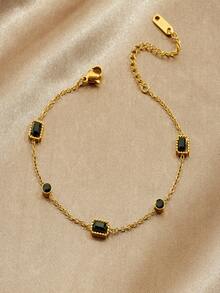 1Pc Fashion Minimalist Advanced Gold Plated Stainless Steel Chain Bracelet - Style 1 - View 2