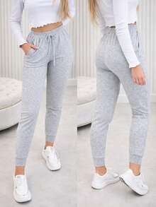 Women's High-Waisted Jogger Pants - Warm, Soft, And Comfortable - Grey - View 1