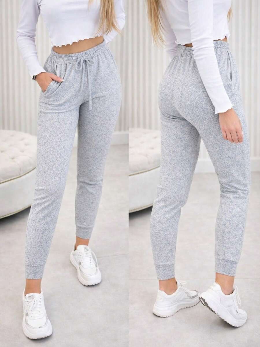 Women's High-Waisted Jogger Pants - Warm, Soft, And Comfortable - Grey - View 1