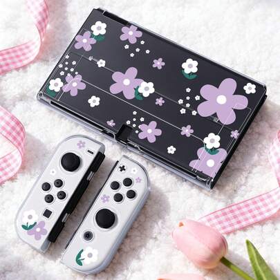 Ayotu 1个超薄透明TPU花卉图案保护壳，适用于Switch OLED/Switch/Switch Lite/新款Switch 2 (2025) - 支持底座式设计，无需拆卸，防摔防尘，多种颜色可选，春日浪漫/乡村风格/情人节礼物/新年礼物/返校礼物