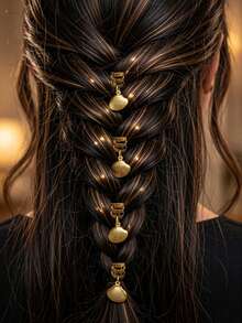 20pcs Fruit Dreadlock Hair Scrunchies Tassel Alloy Adjustable Dreadlock Hair Rings, Suitable For Daily, Party, Vacation Wear - Gold - View 4