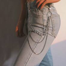 1pc Women's Summer Beach Waist Chain/Gold Waist Belt, Millennium Accessories Waist Chain, Pants Chain, Multi-Layer Sun & Moon Chain Waist Belt, Beach Dress Body Chain, Metal Waist Chain, Boho Waist Beads Pants Chain, Silver Waist Chain, Body Jewelry, Gothic Style Accessories, Western Style Gold Chain Waist Belt, Daily Commute Waist Sash Dress Accessory, Suitable For Daily Gatherings And Vacationsy2k - A - View 2