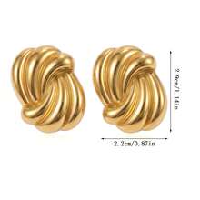 Vintage Stainless Steel Swirl Textured Earrings, A Fashionable And Unique Jewelry Choice For Women - Yellow Gold - View 12