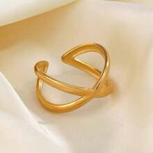 Set de 7 anillos abiertos de acero inoxidable dorado de diseño único, juego de anillos para nudillos apilables y versátiles de lujo - Dorado - Ver 13