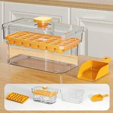 1 Bộ khay làm đá tự chế kèm nắp và muỗng, khuôn làm đá tái sử dụng, thiết kế một lớp/hai lớp với 34/68 ô, chất liệu nhựa, cần thiết cho đồ uống mùa hè, khuôn làm đá gia dụng. - Nhiều màu - Xem 7