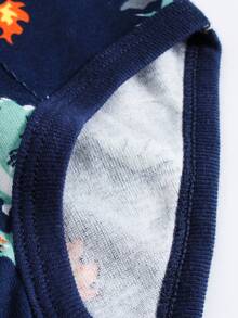 6pcs/Pack Boys' Soft Cotton Truck & Dinosaur Pattern Underwear, Young Boy Triangle Briefs - Blue and White - View 5