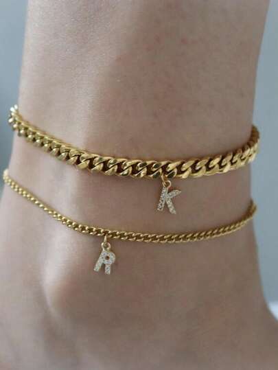 Tobillera de mujer con letras para vacaciones en la playa, tobillera diaria de perlas con letras, joyería de tobillera delicada personalizada, regalo para mujeres