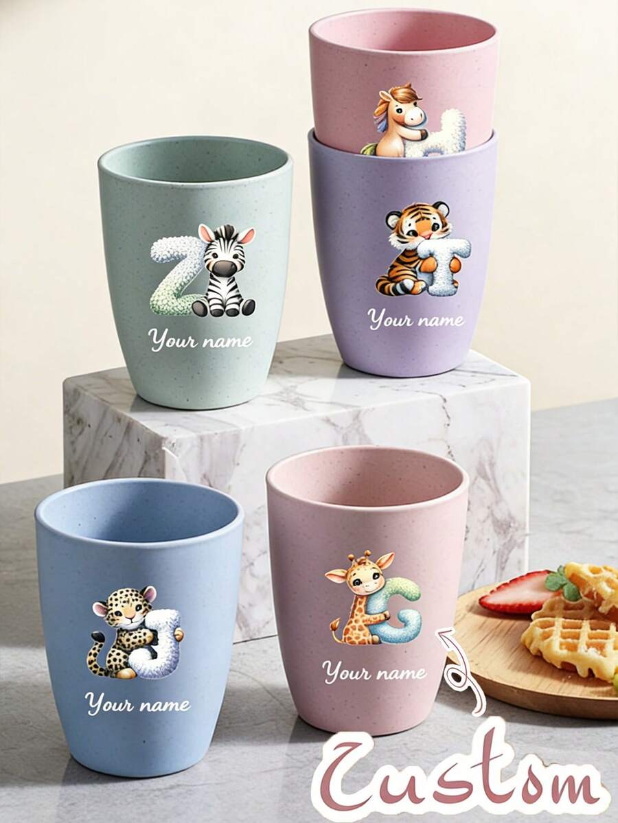 1 buc cană de apă personalizabilă de înaltă calitate, modele personalizabile super distractive cu iepurași și litere, cană creativă pentru periuță de dinți, cană pentru apă de gură pentru dormitor, cană de apă portabilă simplă pentru cupluri, cană îngroșată pentru spălat și periuță de dinți, potrivită ca și cadou pentru prieteni sau cupluri. - Multicolor - Vizualizare 1