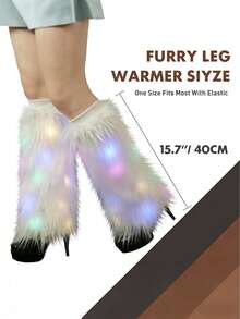 1件装 LED 优雅仿毛皮长靴腿套 - 冬季毛绒腿套，带绒球，保暖配饰，节日装扮装饰，易护理面料，季节性时尚，时尚腿部配饰，舒适材质，适合节日购物、万圣节、圣诞节、新年礼物 - 發光圍腿 - 查看 9