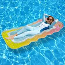 1件装波浪网状充气漂浮躺椅，PVC材质，水上漂浮躺椅，适用于水上娱乐、泳池派对、日光浴、水上休闲 - 波浪網布浮排 - 查看 7