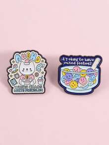 1套 AuDHD 可爱猫咪珐琅胸针 “有复杂的情绪也没关系”励志饰品，送给朋友的礼物 - 彩色 - 查看 4
