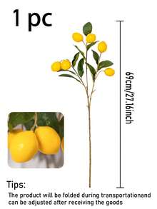 1/3/6PCS Artificial Lemon Branches With Green Leaves, 27.1'' Artificial Plant With 6 Bright Yellow Lemon Fruits, No Maintenance Artificial Flower For DIY Wedding Party Garden Home Decoration, Indoor Outdoor Spring Summer Decor, Modern Nordic Style - Multicolor - View 13