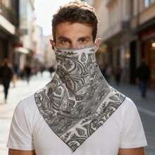 1pc Unisex Spring/Autumn Neck Gaiter Face Mask, Outdoor Cycling Balaclava Scarf, Multiple Patterns, Soft Texture, Elastic Breathable Fabric, Sun Protection, Dust-Proof, Windproof, Moisture-Wicking, Washable, Suitable For Outdoor Activities, Hiking, Fishing, Running, Cycling, Trekking In Spring And Autumn - Black and White Flowers - View 5