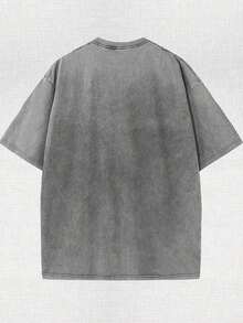 Fern Frieren Beyond Journey's End Anime Double Printed Vintage Washed Tee Unisex Oversize Heavyweight Cotton T-Shirt - Grey - View 2