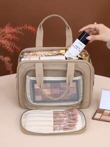 Bolsa de cosméticos de gran capacidad, bolsa de viaje con compartimentos para almacenamiento de maquillaje, organizador portátil de herramientas de cosmética de viaje al aire libre, bolsa de aseo - Multicolor - Ver 8