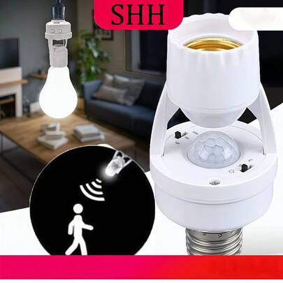 4PCS Sensor tipo lâmpada de 360°. Base E27. Alcance de detecção de até 6 metros. Sensibilidade à luz ajustável. Detecção de movimento omnidirecional de 360°. Adequado para uso interno, em quartos e residências. Eficiente em termos de energia e prático. Bivolt.