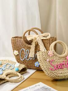 Túi tote dệt thủ công | Túi đi biển | Túi quà tặng dự tiệc | Giỏ quà tặng thiết kế riêng | Giỏ quà tặng - Nhiều màu - Xem 3