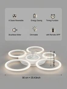 Low Profile Ceiling Fan With Lights, Flower Shaped LED Ceiling Fan, Quiet Bladeless Fan Light For Bedroom, Kids Room, Dining Room - Multicolor - View 16