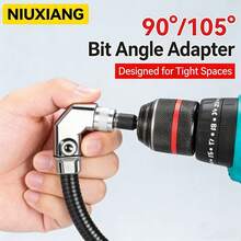 1/4英寸六角柄柔性钻头延长杆，带105度角钻头附件，适用于电钻、螺丝刀和狭小空间维修工具 - B - 查看 3