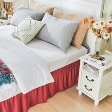 VOLTITO 1pc Elastic Bed Ruffle - Easy Wrap Around Ruffle - Microfiber Bed Skirt With Adjustable Elastic Belt 15 Inch Tailored Drop - Hotel Quality Bedskirt, Fade Resistant (T/F/Q/K) - 酒紅色 - 查看 5