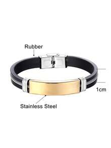 男士不锈钢链手链，硅胶腕带，夏季可水洗 - 幾何 - 查看 3