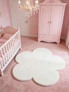 1 pieza Alfombra de piso con forma de flor esponjosa blanca, alfombra de juego linda, alfombra decorativa, decoración de dormitorio, alfombra pequeña, alfombra, decoración del hogar, alfombra para exteriores, alfombra lavable, regalo para graduación/Día de la Madre - Blanco - Ver 4