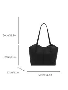 新款秋冬大容量手提包，时尚简约百搭腋下包，高端通勤单肩托特包 - 黑色 - 查看 5