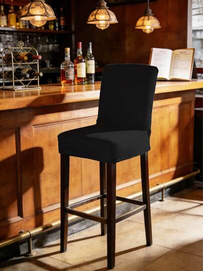 Bộ 1/2/4 chiếc bọc ghế quầy bar bằng lụa sữa màu trơn, kiểu dáng cổ điển, co giãn, chống bụi và chống thấm nước, phù hợp cho mọi mùa, dùng cho ghế quầy bar xoay trong khách sạn và câu lạc bộ có tựa lưng thấp.