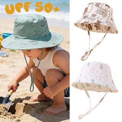 UPF 50+ Infant Sun Hat, Baby Newborn Summer Bucket Hat, Unisex Wide Brim Sun Protection Hat For Beach, Outdoor, Daily Wear