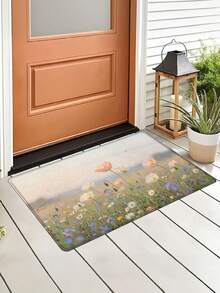 1pc Gradient Color Snapdragon Floral Pattern Doormat, Modern Farmhouse Style Absorbent Non-Slip Bath Mat, Living Room Bedroom Small Rug, Outdoor Rug, Entryway Rug, House Rug, Entrance Shoe Scraper Mat - Gentle Flower Field - View 6