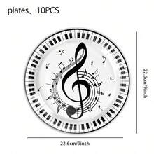 Set Perlengkapan Pesta Bertema Musik 50 Buah - Piring, Gelas, dan Serbet Kertas Sekali Pakai dengan Motif Kunci Piano dan Treble Berwarna-warni | Cocok untuk Pesta Ulang Tahun Pecinta Musik, Resital Piano, dan Perayaan Konser | Dekorasi Simbol Musik, Cocok untuk Hadiah Kelas Musik Anak, Hadiah Pertemuan Keluarga, dan Acara Spesial - Beraneka warna - View 9