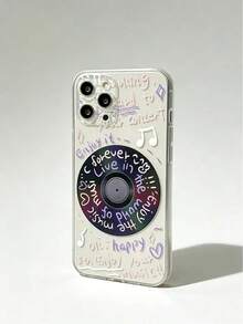 Funda para iPhone con diseño de disco de vinilo iridiscente, cubierta transparente con diseño musical, protección Y2K - Multicolor - Ver 4