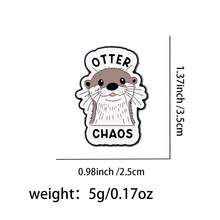 卡通动物猫浣熊水獭珐琅徽章趣味语录胸针翻领别针徽章背包服装配饰时尚珠宝朋友礼物 - 黑色 - 查看 22