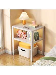 1pc Bedside Storage Rack, Space-Saving Home Use. Simple Iron Bedside Shelf For Storing Items. Bedside Table Or Small Desk For Organization. Storage Rack For Tidying And Storage. - Multicolor - View 1