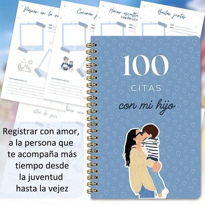 100 Date Spiral Notebook, Minimalist Design, Mother-Child Journal | Designed To Record Warm Moments And Strengthen Family Relationships, An Ideal Mother's Day Gift