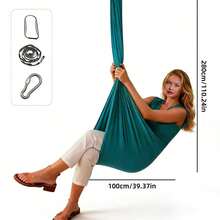 弹力吊床、室内/户外秋千、弹性空中瑜伽吊床、感官秋千 - 淺藍色 - 查看 16