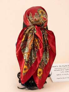 1 chiếc khăn choàng satin kiểu Bohemian dành cho nữ, họa tiết Paisley nhiều màu sắc, kiểu dáng thanh lịch, thích hợp cho sinh hoạt hàng ngày và chống nắng, đi biển, nghỉ lễ. - Nhiều màu - Xem 5