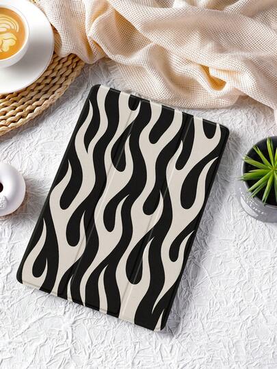 1个不对称图案印花平板电脑保护套，兼容iPad (A16) 11英寸第11代（2025款）/第10代、10.2英寸、iPad Pro（2021/2020款）、Galaxy Tab A8 10.5英寸（2022款）、Matepad 10.4/Tab，防摔，带笔槽，支持睡眠/唤醒功能，适合送给孩子/家人，年末礼物，浪漫礼物。