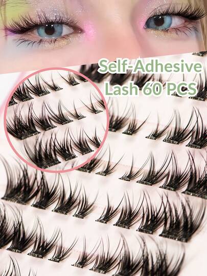 Glue-Free Fox-Eyed False Eyelashes, Korean Style Charming Eyes, 60 Clusters, C Curl, 12mm Fixed Length, Freely Combinable, Convenient Glue-Free Design Saves Makeup Time, Creates Alluring Fox-Eyed Look, Soft And Lightweight Lashes Suitable For Beginners And Repeated Use, Ideal For Daily Outings, Dates And Parties, Great Gift For Girlfriends And Holidays, Fox-Eyed Lashes