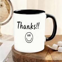 极简微笑感恩陶瓷马克杯，手写趣味文字，居家早餐杯，办公室咖啡杯 - 彩色 - 查看 8