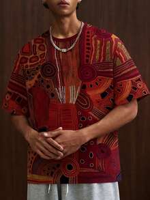 男士短袖T恤，数码印花设计，简约百搭休闲圆领T恤，夏季穿着，针织面料略带弹性，可机洗 - 彩色 - 查看 8