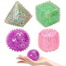 1个慢回弹挤压球 - 几何形状减压挤压玩具，柔软舒缓的麦芽球，适合多动症/注意力缺陷障碍患者缓解焦虑，提高专注力 - 彩色 - 查看 5