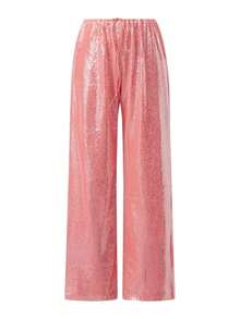 Sequin Pants For Women Sparkly Elastic High Waisted Wide Leg Pants Glitter Loose Club Party Trousers - 橘色 - 查看 1