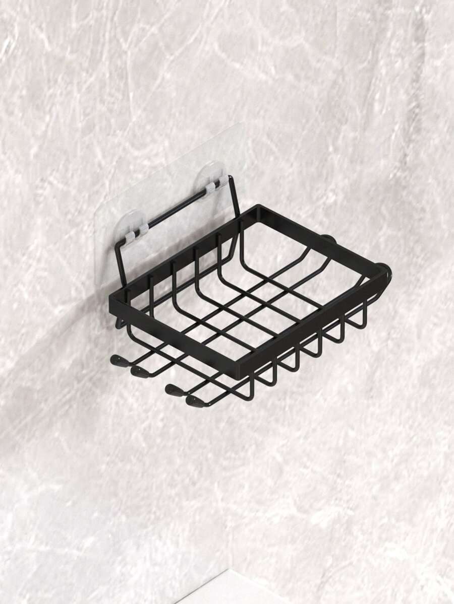 1/2 khay đựng xà phòng nhà tắm, giá đỡ xà phòng hình chữ nhật treo tường có lỗ thoát nước, thiết kế dễ thoát nước, không cần khoan, phụ kiện nhà tắm - Nhiều màu - Xem 1