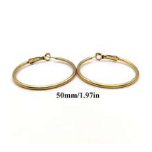1对316L不锈钢2毫米粗圈耳环（30毫米/40毫米/50毫米/60毫米），防水不褪色金银色圆形耳环，低过敏性日常必备首饰/耳环，女士耳环，耳环，女士耳环 - 金黃色 - 查看 13