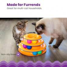 Tower Of Tracks Cat Toy 3-Level Track Tower With 6 Balls Interactive Cat Toy For Indoor Enrichment - 如圖所示 - 查看 5