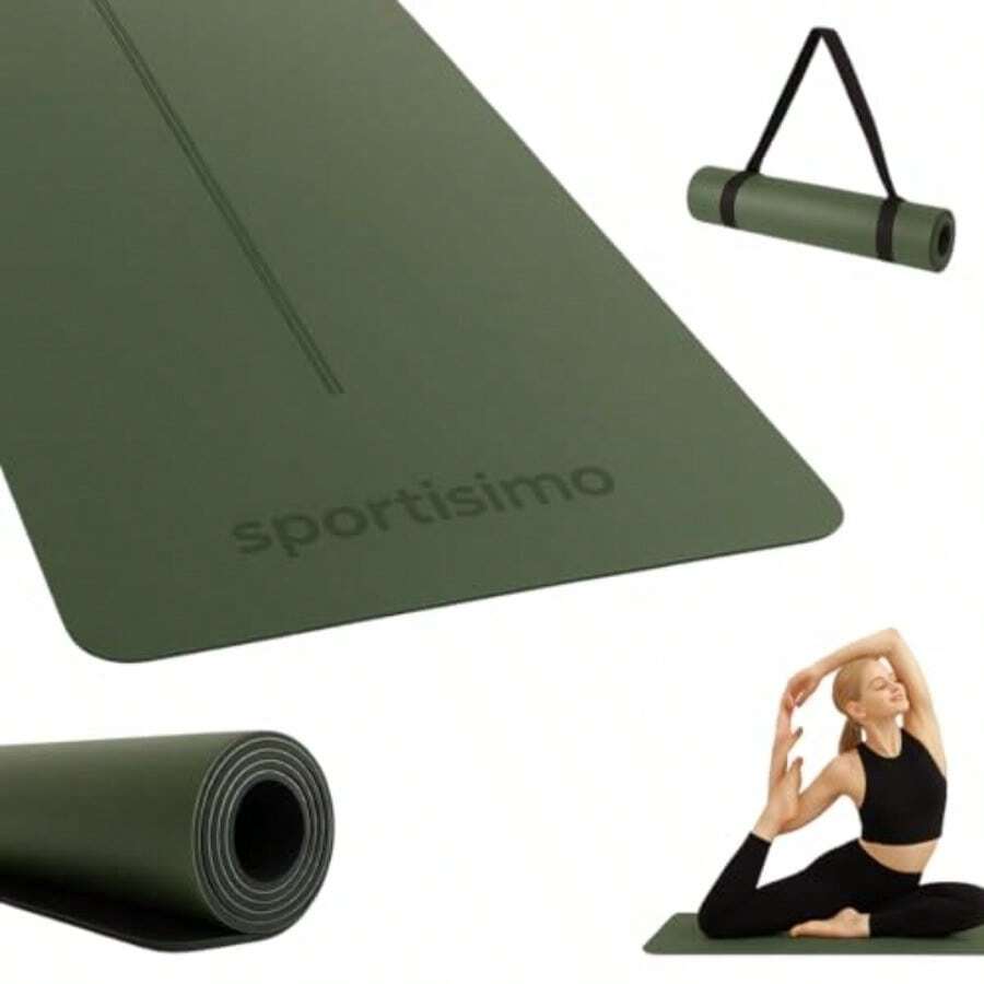 Tapete de Yoga Pro Mat 5 mm - 183 x 68 cm - Antideslizante en PU y caucho de alta densidad - Soporte y amortiguación para yoga pilates y entrenamiento en casa - Verde - Ver 1