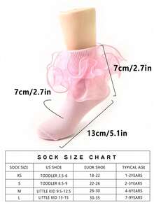 2双公主风荷叶边女童袜 - 彩色 - 查看 4