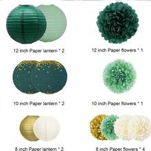 12pcs Sage Green Paper Lanterns Set, Boho Jungle Theme Party Decor, Suitable For Weddings, Festivals, Bridal Showers, Indoor & Outdoor Events, Celebrations, Birthdays, Anniversaries, Graduations - View 7