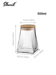 1 pieza Tarro de almacenamiento de café cuadrado de vidrio hermético, tarro de almacenamiento de alimentos, recipiente para granos y cereales, hojas de té y dulces - Transparente - Ver 8